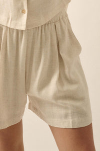 Natural Order Linen-Blend Pleated Wide-Leg Shorts - ShopPromesa