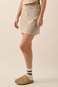 Premium Scuba Contrast-Stitch Crossover Mini Skort - ShopPromesa