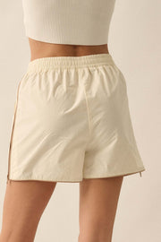 Zip Zap Side-Zip Piping-Trim Drawstring Shorts - ShopPromesa