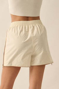 Zip Zap Side-Zip Piping-Trim Drawstring Shorts - ShopPromesa