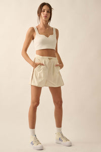 Zip Zap Side-Zip Piping-Trim Drawstring Shorts - ShopPromesa