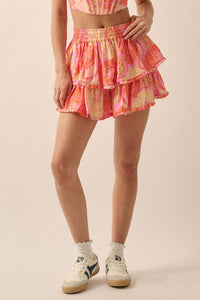 Tasty Treat Floral Paisley Tiered Ruffle Shorts - ShopPromesa