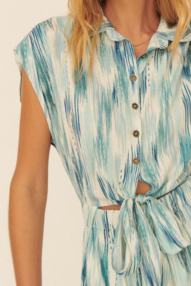 No Limits Abstract-Print Buttoned Romper - ShopPromesa