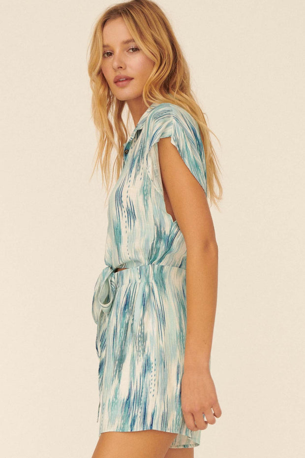 No Limits Abstract-Print Buttoned Romper - ShopPromesa