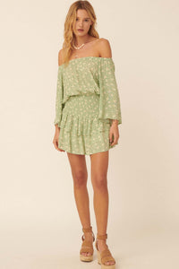 Cool Breeze Ruffled Off-Shoulder Floral Romper - ShopPromesa