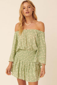 Cool Breeze Ruffled Off-Shoulder Floral Romper - ShopPromesa