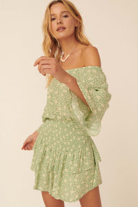 Cool Breeze Ruffled Off-Shoulder Floral Romper - ShopPromesa