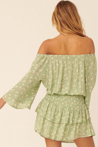 Cool Breeze Ruffled Off-Shoulder Floral Romper - ShopPromesa