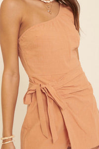 Find Your Light One-Shoulder Wrap Romper - ShopPromesa