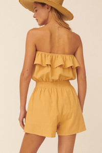 So Caught Up Ruffled Cotton Tube Romper - ShopPromesa