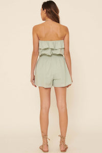 So Caught Up Ruffled Cotton Tube Romper - ShopPromesa