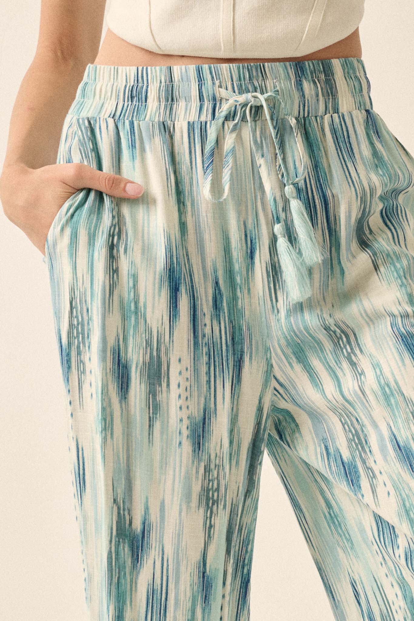 Beach Bash Abstract-Print Wide-Leg Drawstring Pants - ShopPromesa