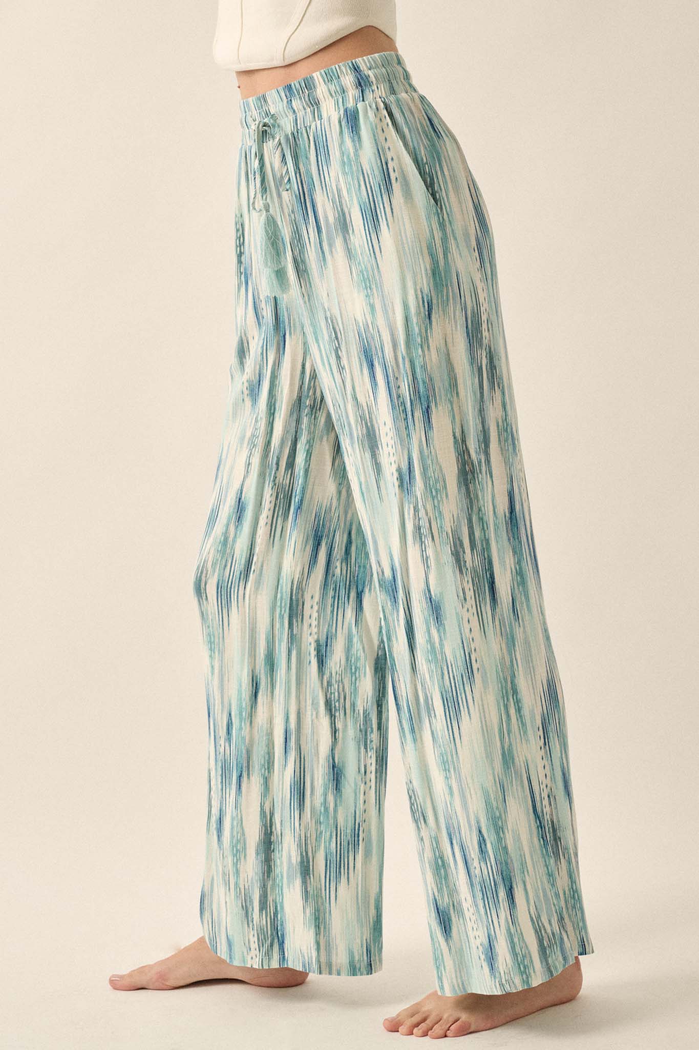 Beach Bash Abstract-Print Wide-Leg Drawstring Pants - ShopPromesa