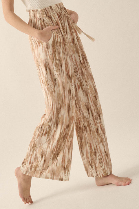 Beach Bash Abstract-Print Wide-Leg Drawstring Pants - ShopPromesa