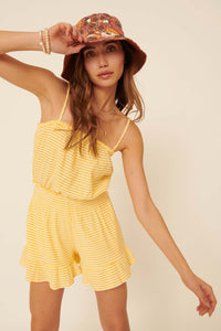 Lemonade Stand Ruffled Gingham Cami Romper - ShopPromesa