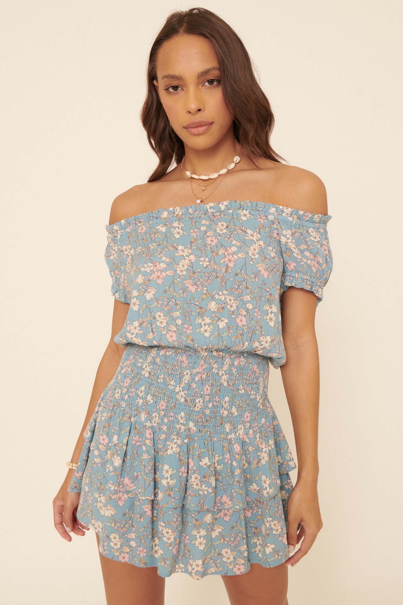 Butterfly Dream Ruffled Floral Skort Romper - ShopPromesa