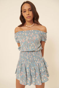 Butterfly Dream Ruffled Floral Skort Romper - ShopPromesa