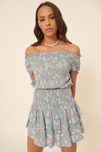 Butterfly Dream Ruffled Floral Skort Romper - ShopPromesa