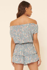 Butterfly Dream Ruffled Floral Skort Romper - ShopPromesa