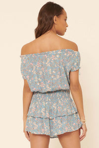 Butterfly Dream Ruffled Floral Skort Romper - ShopPromesa