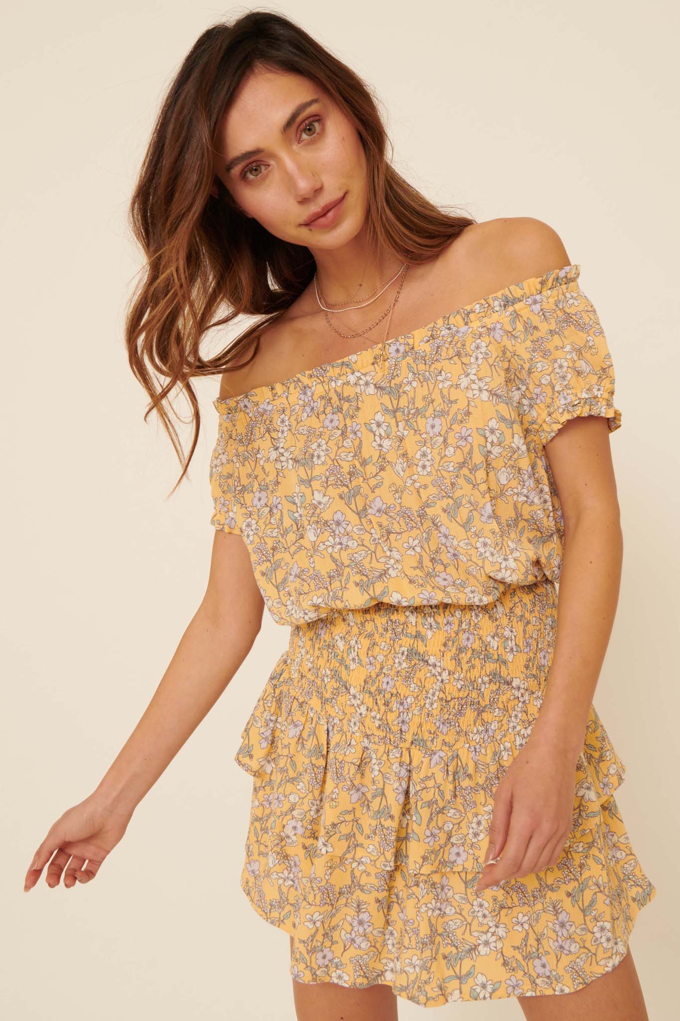 Butterfly Dream Ruffled Floral Skort Romper - ShopPromesa