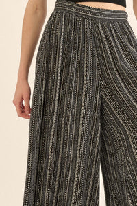 Journey Begins Geo-Print Wide-Leg Split Pants - ShopPromesa