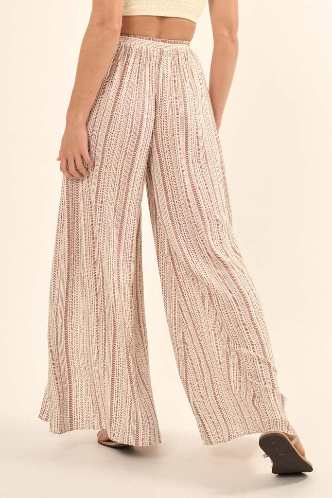 Journey Begins Geo-Print Wide-Leg Split Pants - ShopPromesa