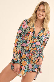 San Juan Sunset Floral Chiffon Shirt Romper - ShopPromesa