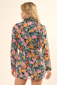 San Juan Sunset Floral Chiffon Shirt Romper - ShopPromesa