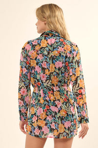 San Juan Sunset Floral Chiffon Shirt Romper - ShopPromesa