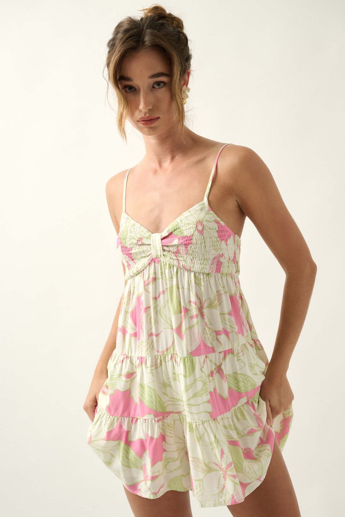 Hawaiian Holiday Tiered Floral Culotte Romper - ShopPromesa