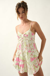 Hawaiian Holiday Tiered Floral Culotte Romper - ShopPromesa