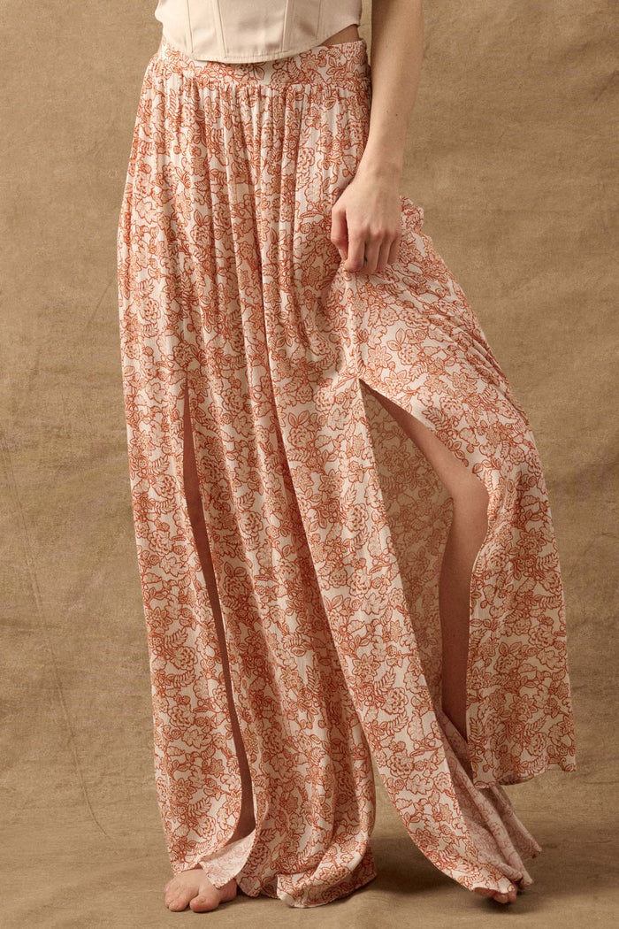 Fascinating Flowers Floral Split-Leg Palazzo Pants - ShopPromesa