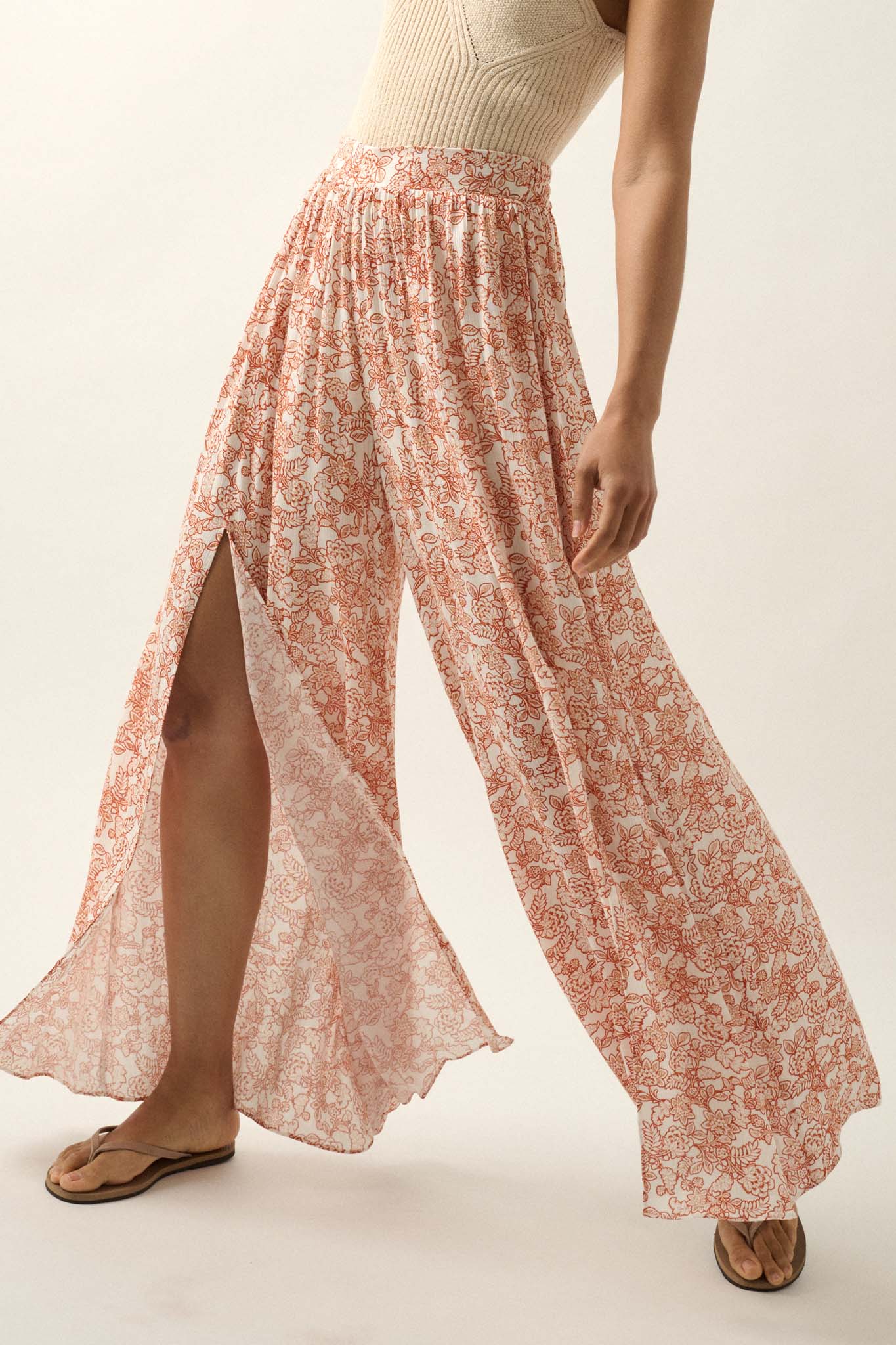 Fascinating Flowers Floral Split-Leg Palazzo Pants - ShopPromesa