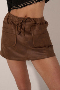 Carry the Day Vegan Leather Cargo Mini Skort - ShopPromesa