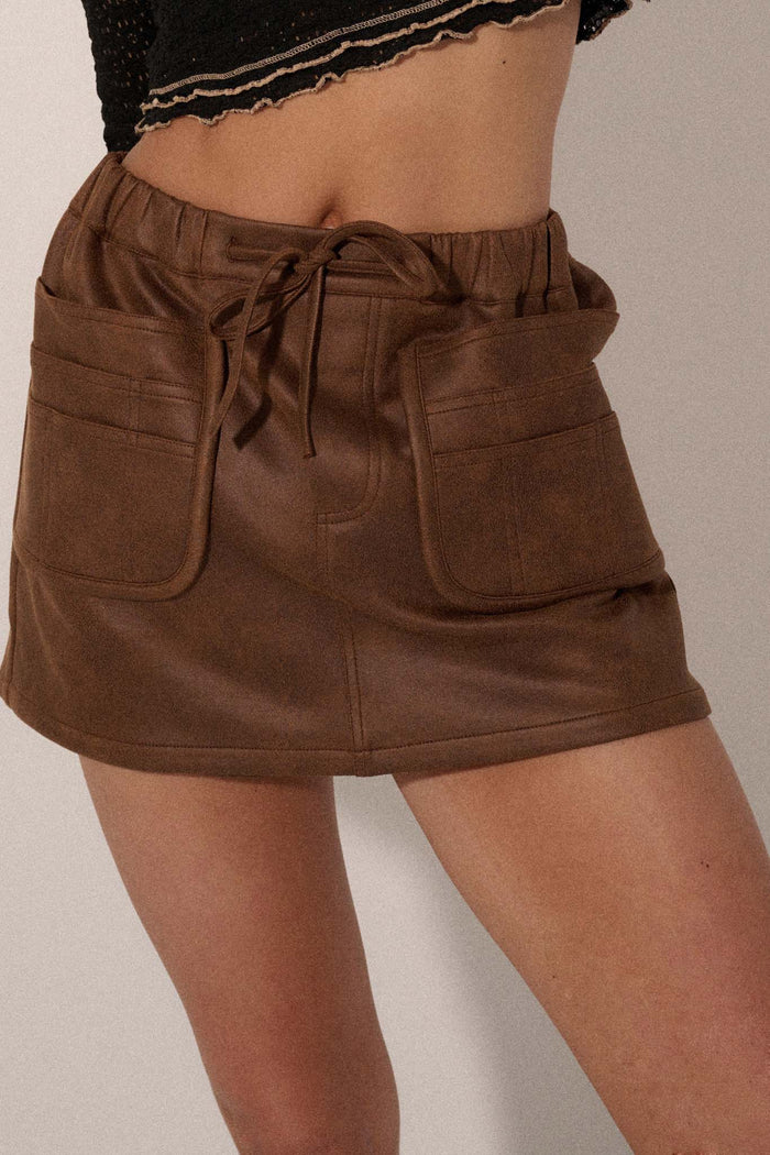 Carry the Day Vegan Leather Cargo Mini Skort - ShopPromesa