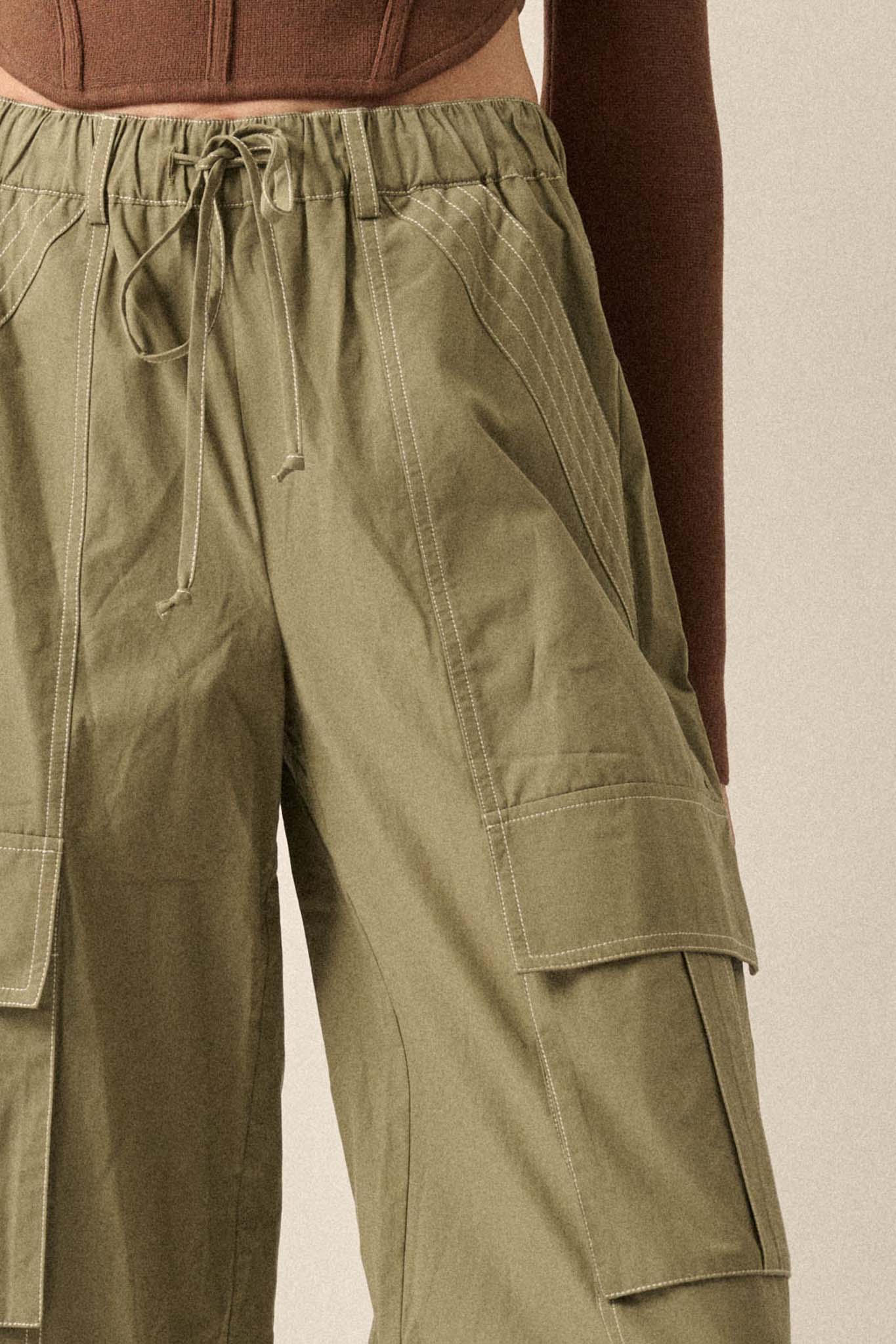 Keep It Real Wide-Leg Drawstring Cargo Pants - ShopPromesa