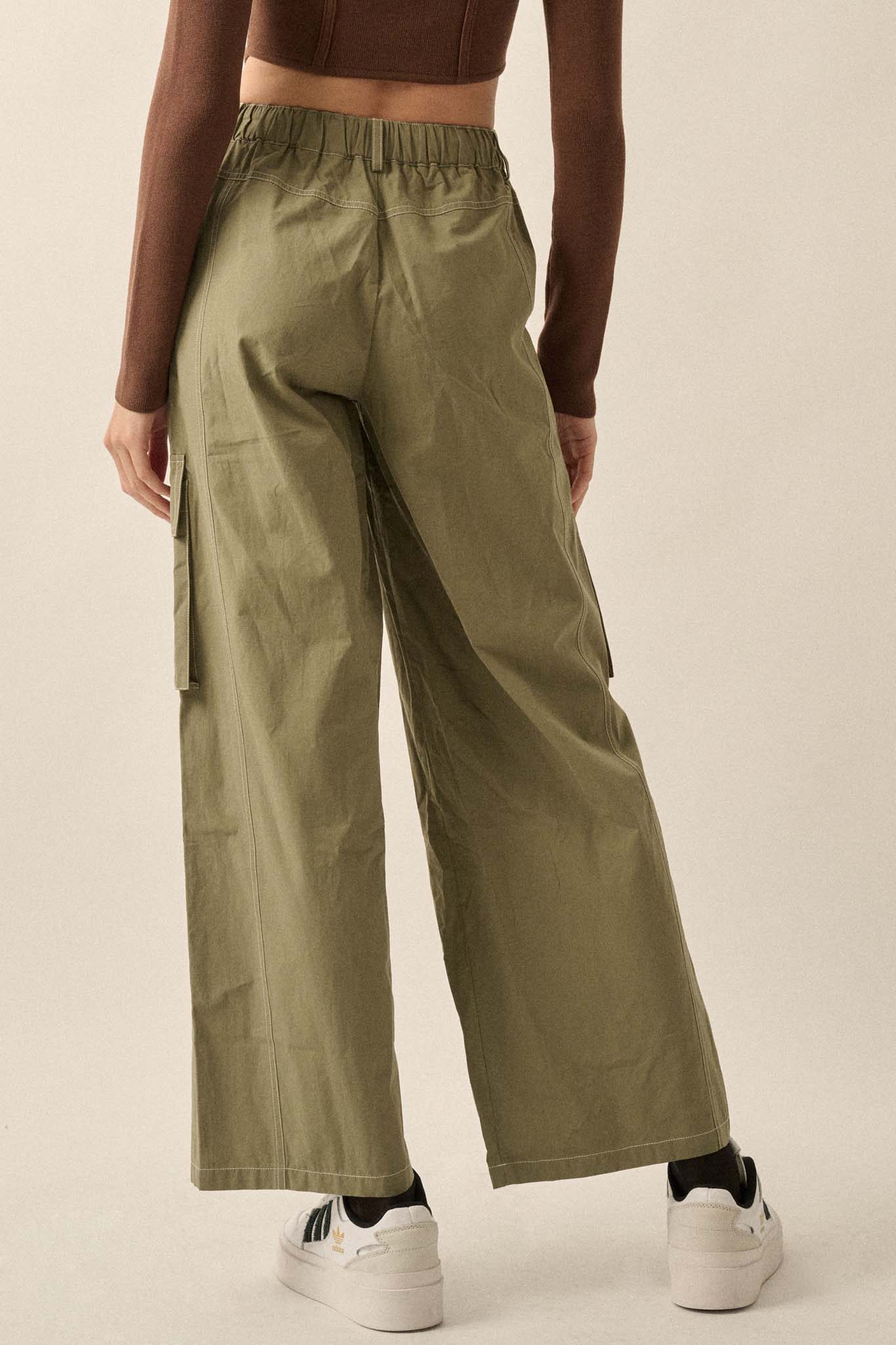 Keep It Real Wide-Leg Drawstring Cargo Pants - ShopPromesa