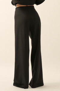 Premium Scuba Pleated Wide-Leg Pants - ShopPromesa