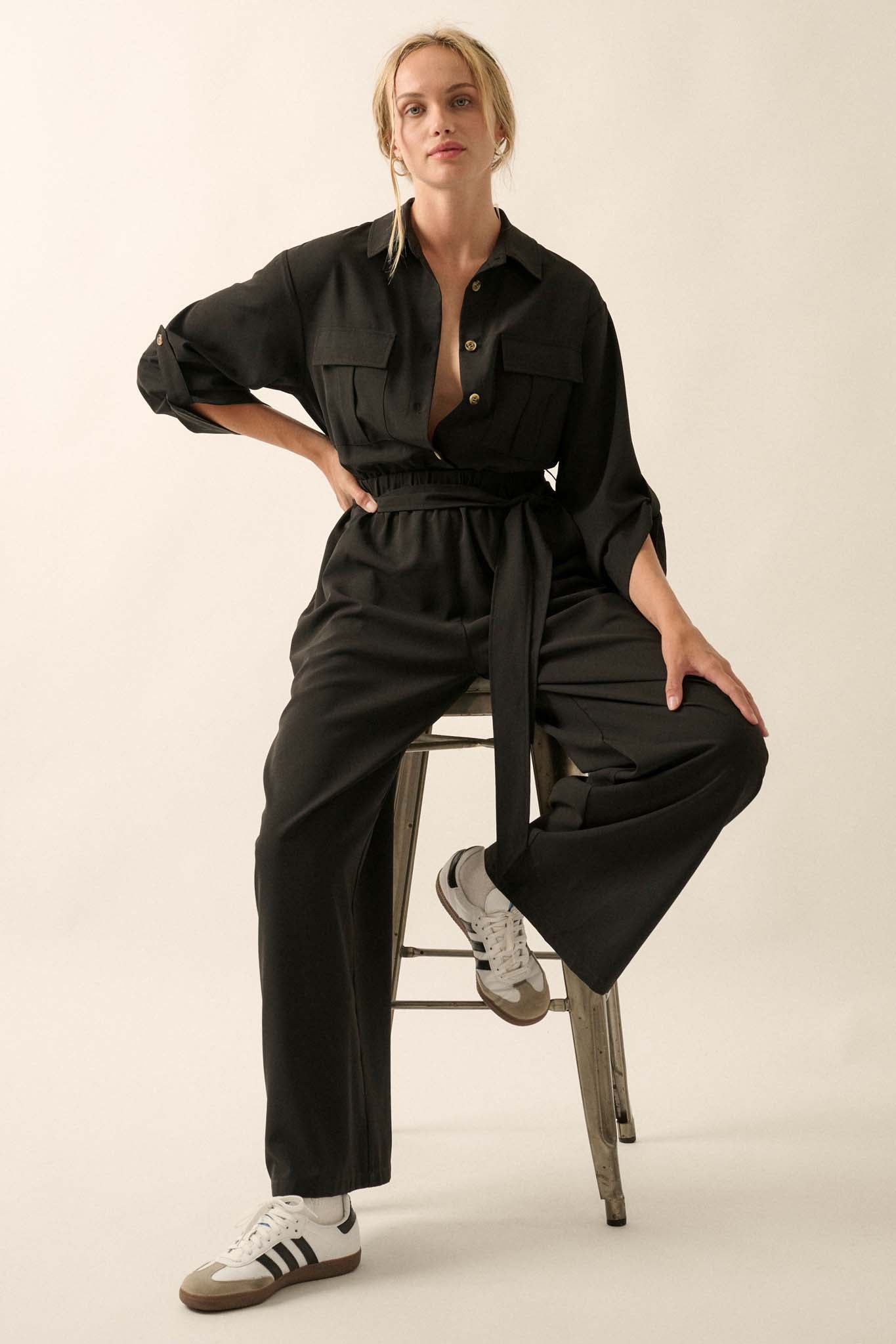 Woman's World Belted Roll-Up Jumpsuit - ShopPromesa