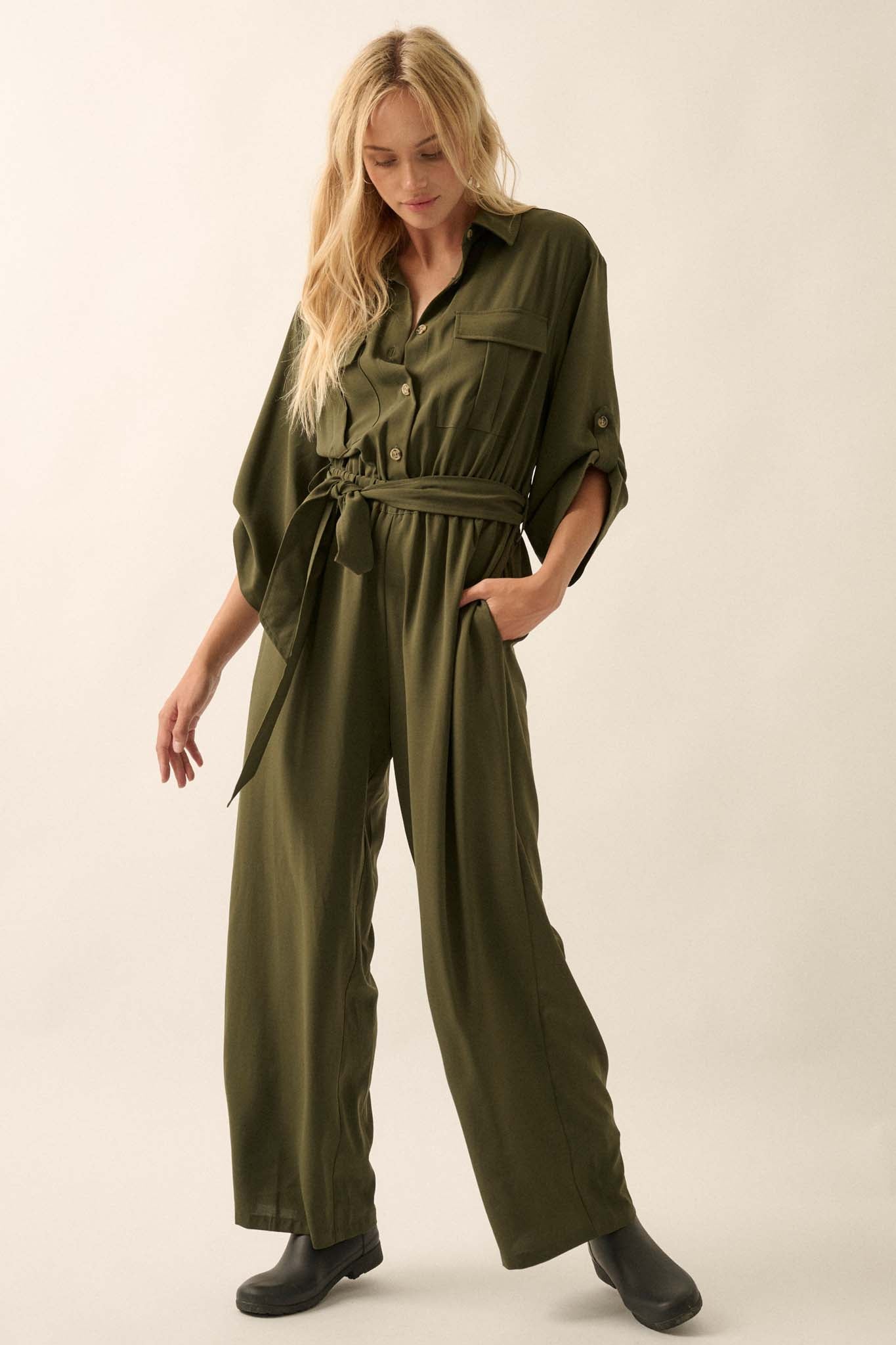 Woman's World Belted Roll-Up Jumpsuit - ShopPromesa