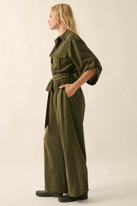 Woman's World Belted Roll-Up Jumpsuit - ShopPromesa