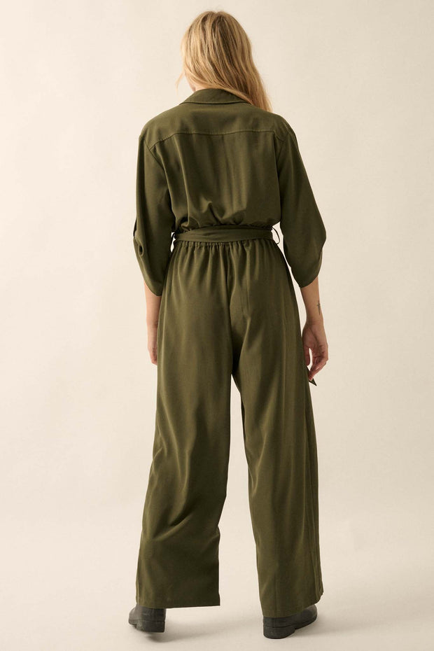 Woman's World Belted Roll-Up Jumpsuit - ShopPromesa