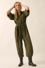 Woman's World Belted Roll-Up Jumpsuit - ShopPromesa