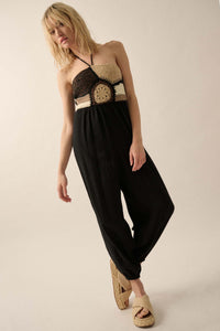 Mother Earth Crochet-Bodice Halter Jumpsuit - ShopPromesa