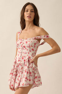 Flirty Flowers Floral Satin Fit-and-Flare Romper - ShopPromesa