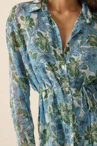 Phuket Fantasy Floral Chiffon Belted Shirt Romper - ShopPromesa