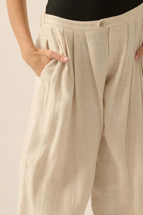 Miles Away Linen-Blend Pleated Wide-leg Pants - ShopPromesa