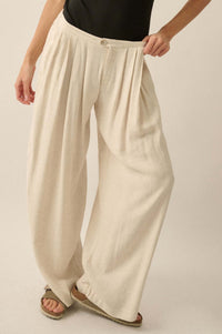 Miles Away Linen-Blend Pleated Wide-leg Pants - ShopPromesa