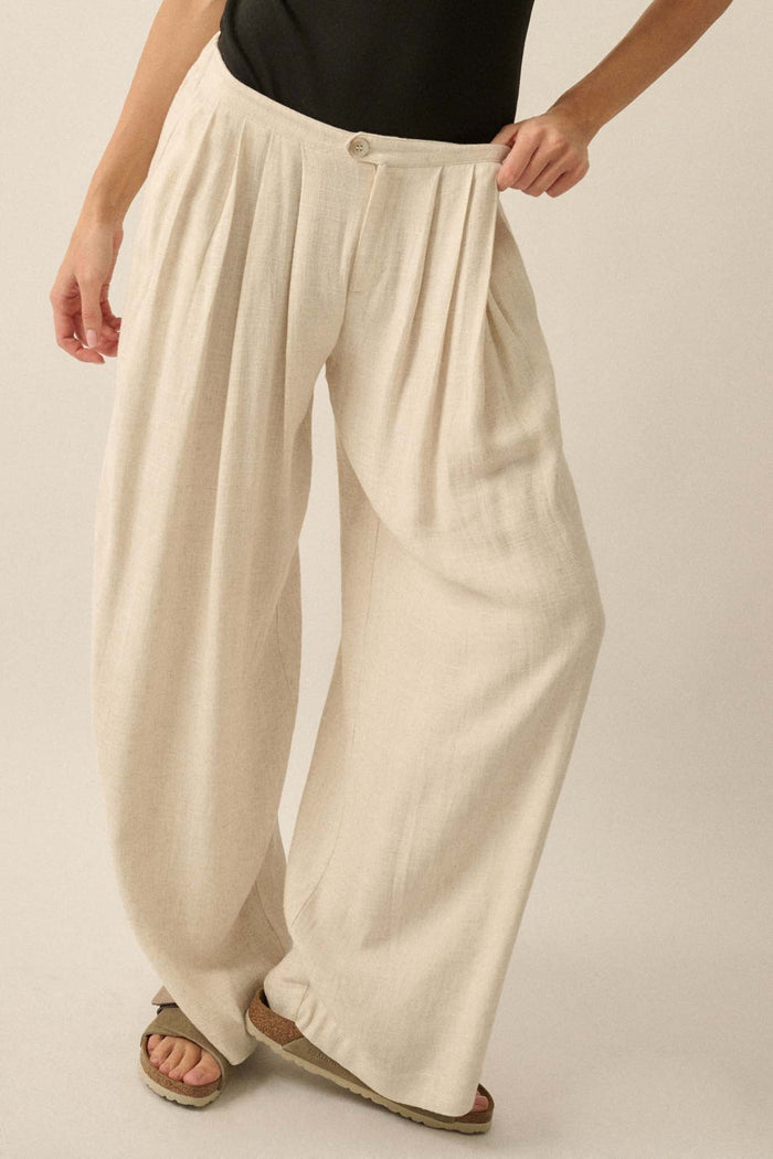 Miles Away Linen-Blend Pleated Wide-leg Pants - ShopPromesa